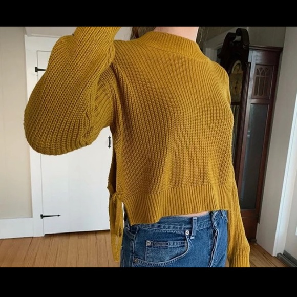 Mustard side tie sweater - Picture 1 of 2